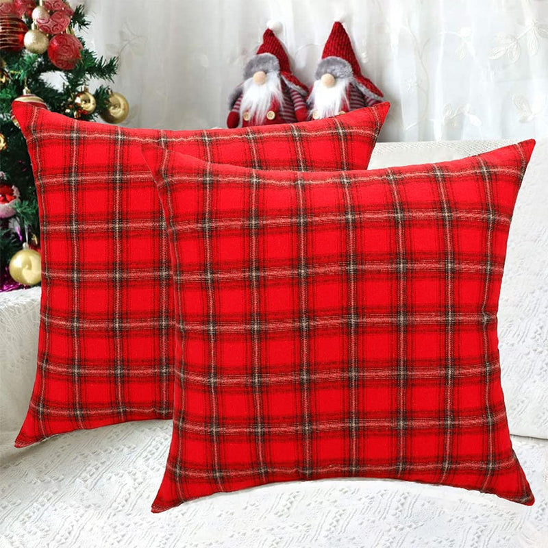 ZUYUSUT Set of 2 Christmas Pillow Covers 18 X 18 Inch Christmas Decorations Tartan Red Yellow Buffalo Plaid Cushion Covers Winter Xmas Holiday Farmhouse Throw Pillowcase for Home Couch Outdoor Home & Garden > Decor > Seasonal & Holiday Decorations ZUYUSUT Christmas Red Plaid 2 PCS,18 x 18 Inch 