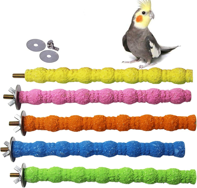 Kathson Bird Perch Parrot Stand Cage Accessories Natural Wooden Stick Paw Grinding Rough-Surfaced Chew Toy for Cockatiels,Cockatoo,Lorikeet,Conure,Parakeet 3 Pack (Random Color)