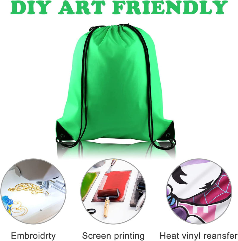 KUUQA 25Pcs Green Drawstring Backpack Bulk Drawstring Bags String Backpack Cinch Gym Backpack for Gym Sport Traveling Home & Garden > Household Supplies > Storage & Organization KUUQA   