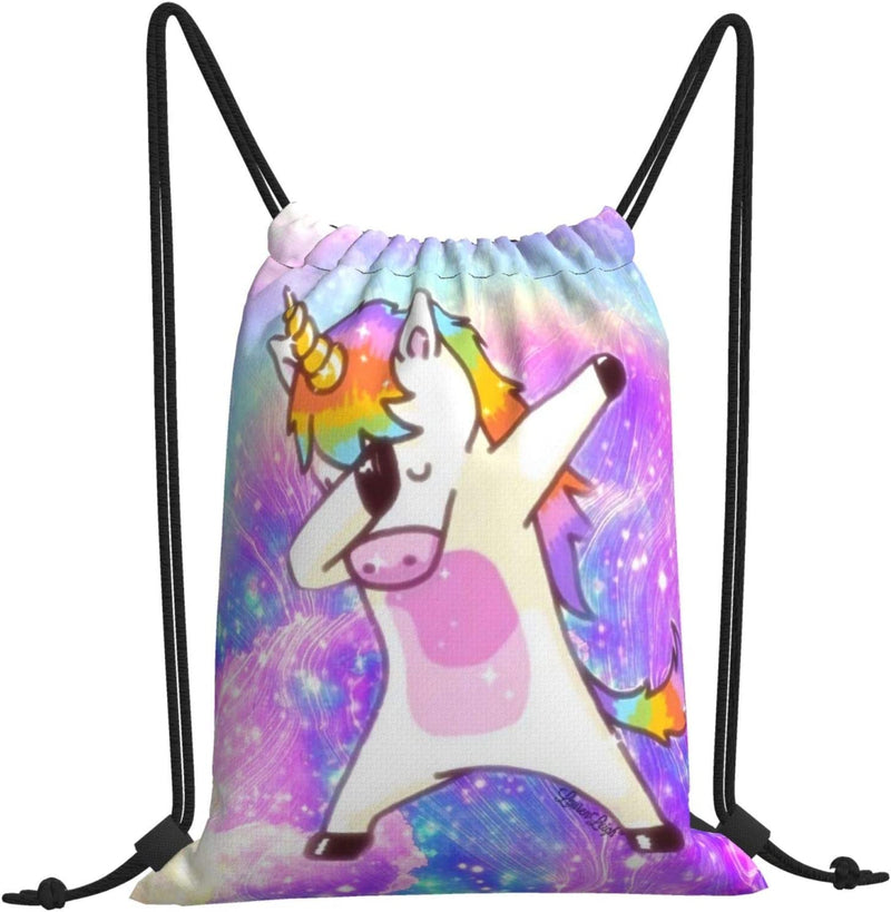 Funny Unicorn Cute Dabbing Unisex Home Gym Sack Bag Sport Drawstring Backpack Bag for Gym Shopping Sport Yoga Home & Garden > Household Supplies > Storage & Organization MXIFVN   