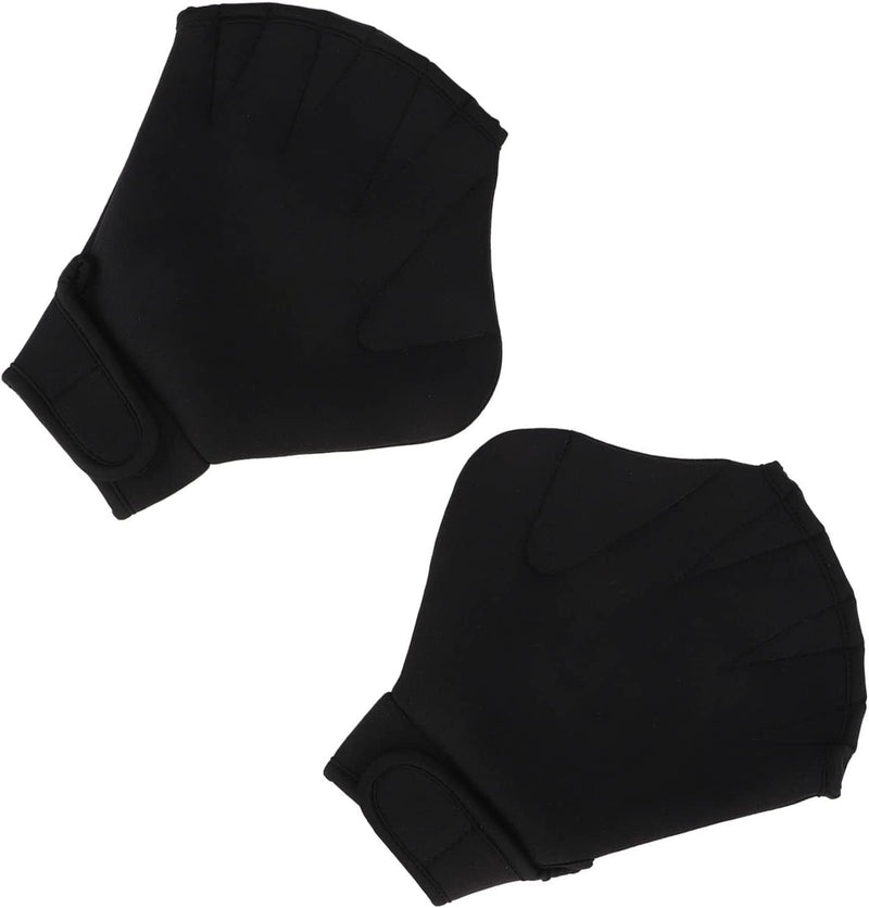VGEBY Swimming Gloves, 2Pcs Swimming Webbed Gloves Open Fingers Adjustable Swimming Training Gloves with Wrist Strap for Swimming Diving Black Sporting Goods > Outdoor Recreation > Boating & Water Sports > Swimming > Swim Gloves VGEBY   