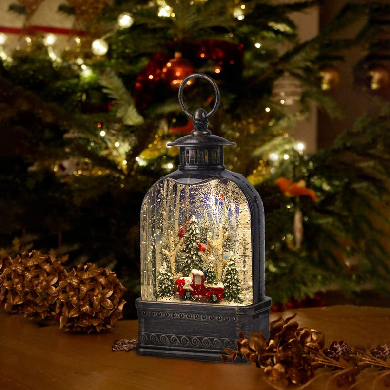 Christmas Snow Lantern with Music, Battery Operated Lighted Swirling Glitter Water Lantern with Timer for Christmas Home Decoration, Black Christmas Tree Home Home & Garden > Decor > Seasonal & Holiday Decorations& Garden > Decor > Seasonal & Holiday Decorations Kanstar Truck  