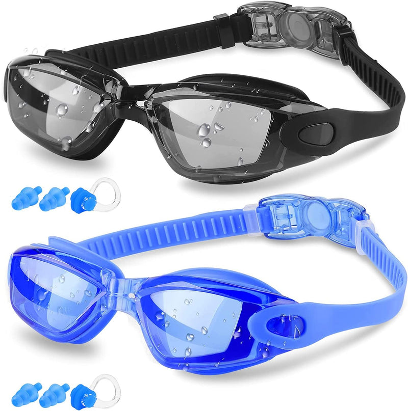 Elimoons Swim Goggles for Men Women, Swimming Goggles anti Fog UV Protection, 2 Pack Sporting Goods > Outdoor Recreation > Boating & Water Sports > Swimming > Swim Goggles & Masks Elimoons 03.dark Blue+dark Black  