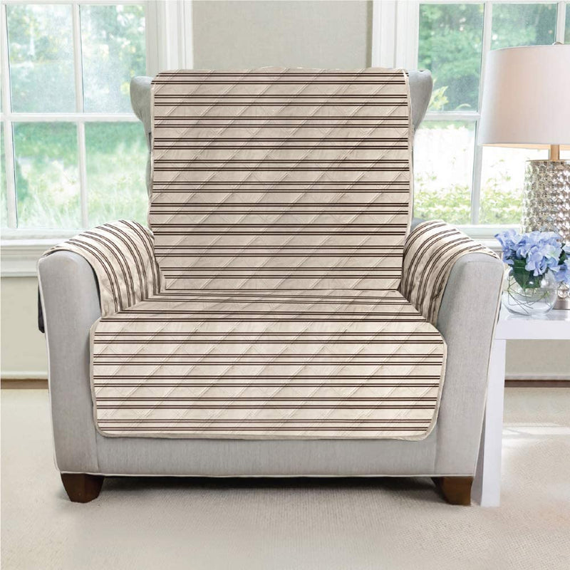 MIGHTY MONKEY Patented Sofa Slipcover, Reversible Tear Resistant Soft Quilted Microfiber, XL 78” Seat Width, Durable Furniture Stain Protector with Straps, Washable Couch Cover, Chevron Navy White Home & Garden > Decor > Chair & Sofa Cushions MIGHTY MONKEY Stripes: Beige/Black Small Chair 