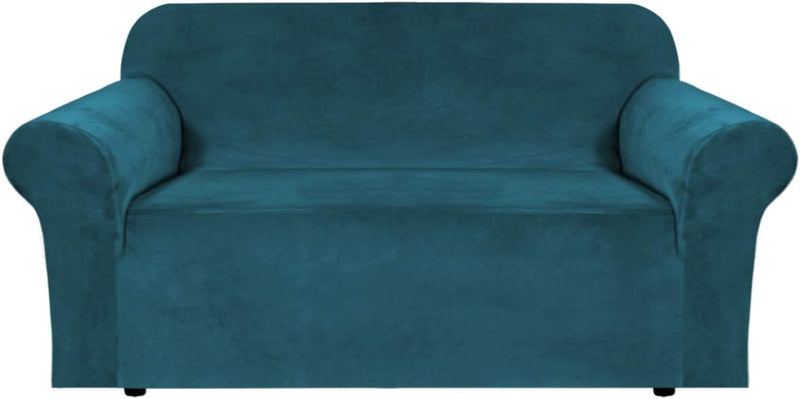 H.VERSAILTEX Stretch Velvet Sofa Covers for 3 Cushion Couch Covers Sofa Slipcovers Furniture Protector Soft with Non Slip Elastic Bottom, Crafted from Thick Comfy Rich Velour (Sofa 70"-96", Ivory) Home & Garden > Decor > Chair & Sofa Cushions H.VERSAILTEX Deep Teal Loveseat 