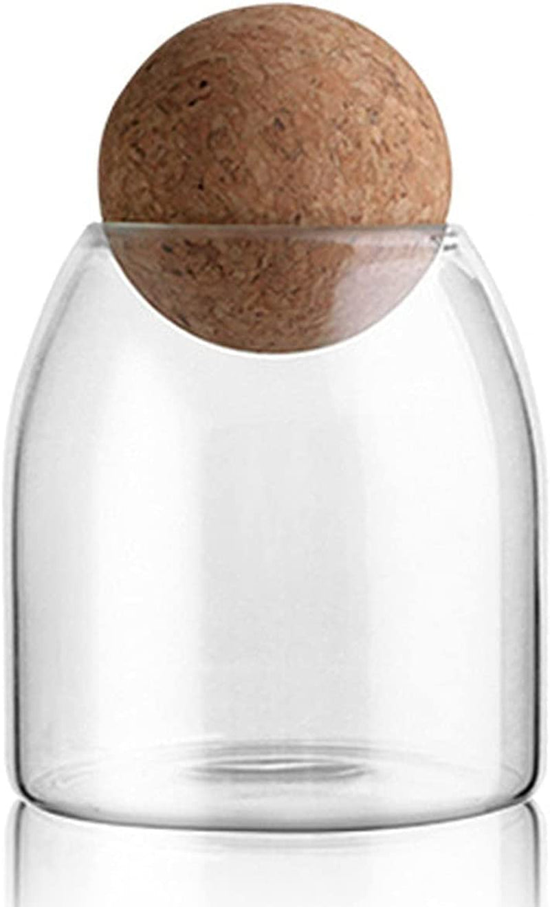 MKZON Glass Storage Container with Ball Cork,550Ml/18Oz Clear Food Canister Jar,Decorative Organizer Bottle with Air Tight round Wood Lid,For Coffee,Spice,Candy,Salt,Cookie Cool Terrarium Bottles Home & Garden > Decor > Decorative Jars MKZON   