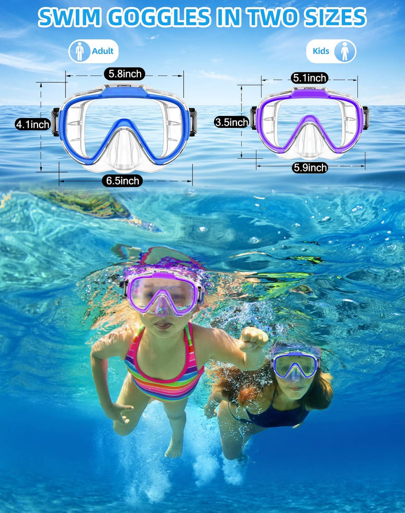 Norabidea Swim Goggles Adult, anti Fog Snorkel Diving Goggles, Clear View Tempered Glass Swimming Mask with Nose Cover Sporting Goods > Outdoor Recreation > Boating & Water Sports > Swimming > Swim Goggles & Masks Norabidea   