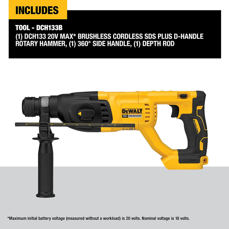 DEWALT 20V MAX* XR Rotary Hammer Drill, D-Handle, 1-Inch, Tool Only (DCH133B) Sporting Goods > Outdoor Recreation > Fishing > Fishing Rods DEWALT   