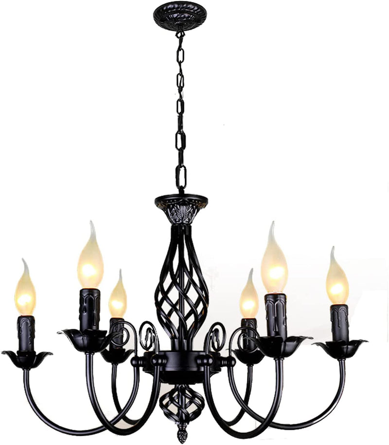 Krissake Black Farmhouse Chandeliers 6 Arm Rustic French Country Chandelier Vintage Candle Pendant Light Fixture for Dining Room Kitchen Island Bedroom, Living Room Retro Style Lighting, E14… Home & Garden > Lighting > Lighting Fixtures > Chandeliers Krissake   