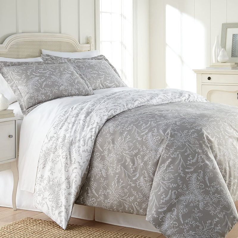 Southshore Fine Living, Inc. Oversized Comforter Bedding Set down Alternative All-Season Warmth, Soft Cozy Farmhouse Bedspread 3-Piece with Two Matching Shams, Infinity Blue, King / California King Home & Garden > Linens & Bedding > Bedding Southshore Fine Linens Winter Brush Steel Grey King / California King 