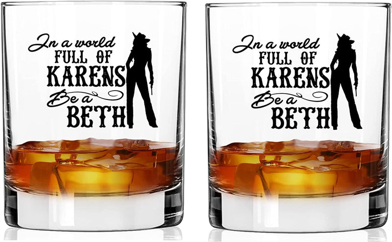 Toasted Tales in a World Full of Karen'S Be a Beth | Old Fashioned Whiskey Glass Tumbler | Rocks Barware for Scotch, Bourbon, Liquor and Cocktail Drinks | Quality Chip Resistant Home & Garden > Kitchen & Dining > Tableware > Drinkware Toasted Tales A World Full Of Karen's Be A Beth | Set Of 2 Whiskey Glass 