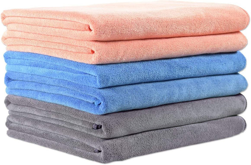 JML Microfiber Bath Towel Sets (6 Pack, 27" X 55") -Extra Absorbent, Fast Drying, Multipurpose for Swimming, Fitness, Sports, Yoga, Grey 6 Count Home & Garden > Linens & Bedding > Towels JML Mix Color Peach/Grey/Light Blue 6 Pack 