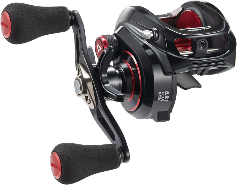 Piscifun Alijoz Baitcasting Reels, Size 300 Aluminum Frame Baitcaster Reel, 33Lbs Max Drag Fishing Reel, 5.9:1/8.1:1 Gear Ratio, Freshwater and Saltwater Double Handle Casting Reels Sporting Goods > Outdoor Recreation > Fishing > Fishing Reels Piscifun Black & Red - 5.9:1 (Right Handed)  