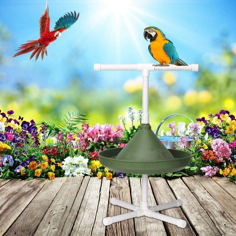 Camidy Multifunction Folding Bird Parrot Stand Perch Bracket Feeding Bowl Shower Perch Toy for Bird Parrot Macaw Cockatoo African Greys Budgies Parakeet Bath Perch Toy