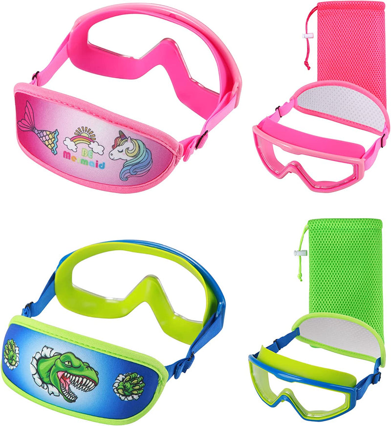 Kids Swim Goggles, Toddler Goggles, Swimming Goggles No Tangle / Bungee Strap Age 3-14 Sporting Goods > Outdoor Recreation > Boating & Water Sports > Swimming > Swim Goggles & Masks RUIGAO 2pk Kids Mask -Pink / Dino  
