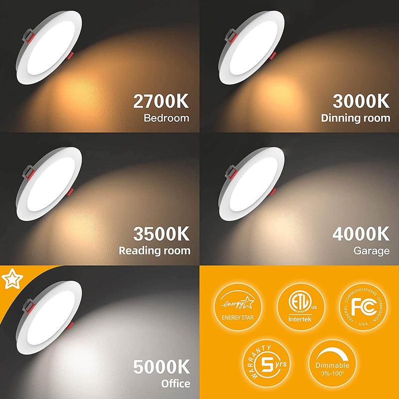 Omibrite 12 Pack 6 Inch Ultra-Thin LED Recessed Ceiling Light with Junction Box, 5000K Daylight White, 12W 110W Eqv, CRI95, 950LM High Brightness, Dimmable Downlight, FCC, ETL, Energy Star Certified Home & Garden > Lighting > Flood & Spot Lights ToolAnt   
