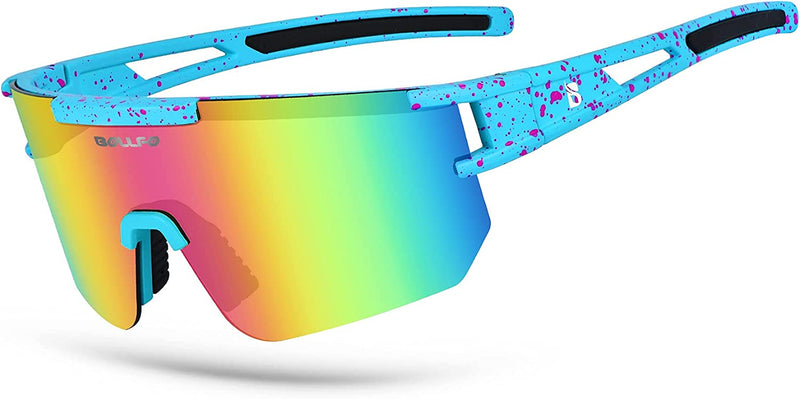 BOLLFO Cycling Sunglasses, UV 400 Eye Protection Polarized Eyewear for Men Women Sporting Goods > Outdoor Recreation > Cycling > Cycling Apparel & Accessories BOLLFO Colorful Lens  
