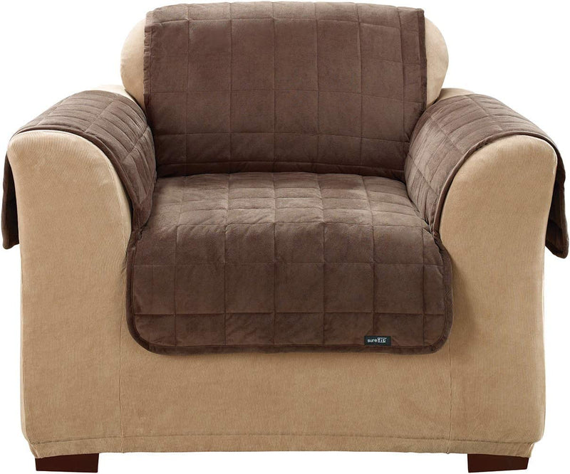 Surefit Deluxe Microban Sofa Furniture Cover, Quilted Velvet Polyester, Machine Washable, Ivory Home & Garden > Decor > Chair & Sofa Cushions SureFit Chocolate Color One Piece 