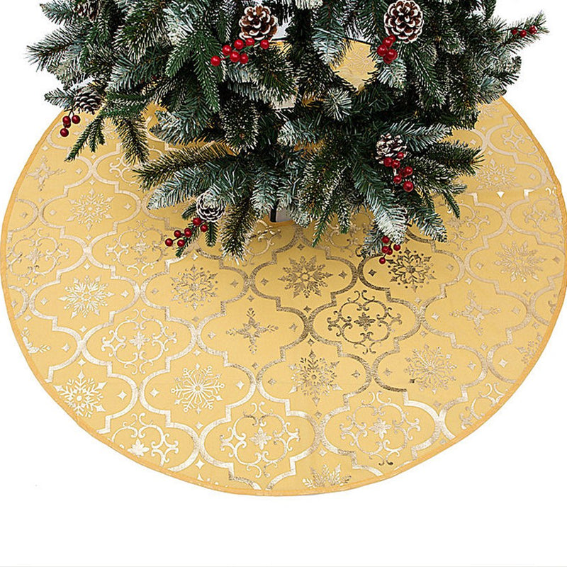 Haillom 48 Inch Red Christmas Tree Skirt Snowflakes Tree Skirt Double Layers Xmas Tree Mat Party Decorations with Stocking Home & Garden > Decor > Seasonal & Holiday Decorations > Christmas Tree Skirts TureClos Gold  