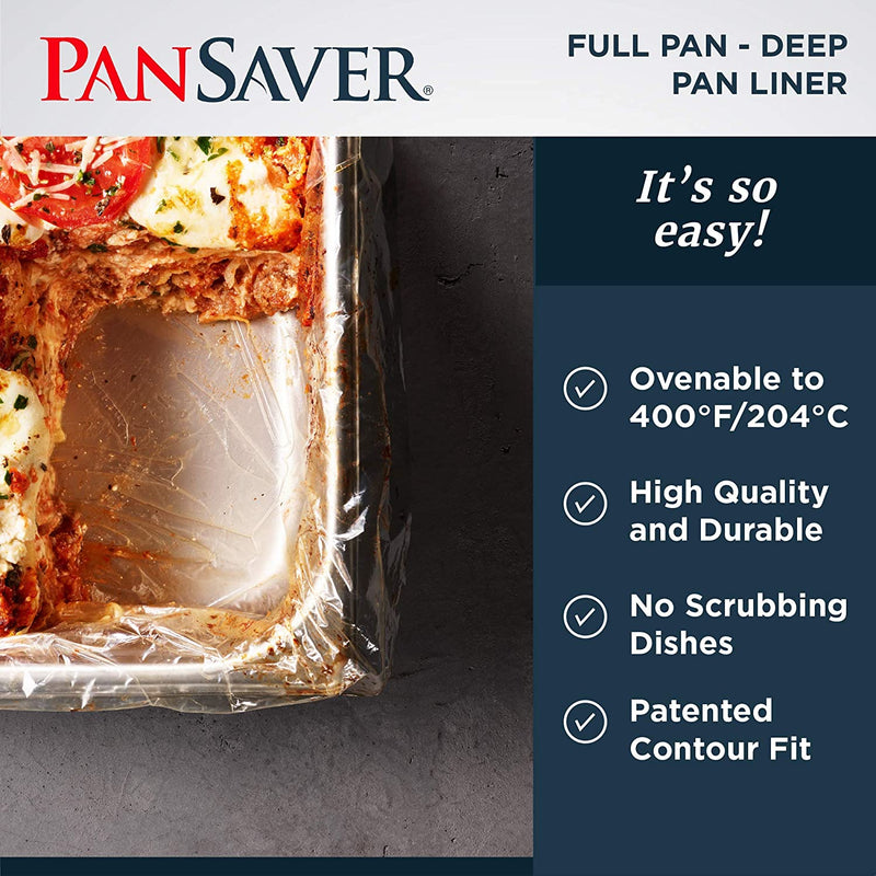 Pansaver 42002 Ovenable Pan Liners, Clear Disposable Liner Bags, 6-Inch Deep Full Size (50 Liners), Transparent Home & Garden > Kitchen & Dining > Cookware & Bakeware PanSaver   