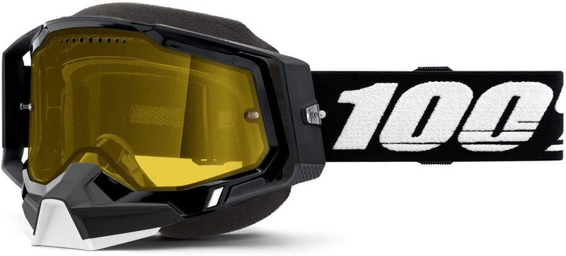 100% Racecraft 2 Snowmobile Anti-Fog Goggles - Powersport Racing Protective Eyewear Sporting Goods > Outdoor Recreation > Cycling > Cycling Apparel & Accessories 100% Black Yellow Lens 