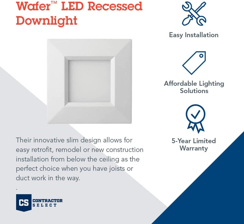 Lithonia Lighting WF4 SQ S LED 30K40K50K 90CRI MW M6 Square Recessed LED Downlight with Ultra Thin Trim, Selectable Color Temperature, 4-Inch, Matte White Home & Garden > Lighting > Flood & Spot Lights Lithonia Lighting   