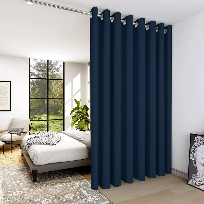 Deconovo Room Divider Curtains for Office (10Ft Wide X 8Ft Tall, 1 Panel, Khaki) Blackout Curtains for Sliding Door, Thermal Window Drapes, Grommet Curtain Panles for Bedroom, Living Room, Loft Home & Garden > Decor > Window Treatments > Curtains & Drapes Deconovo Navy Blue 15ft Wide x 9ft Tall 