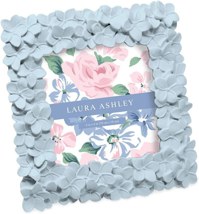Laura Ashley 4X6 Pink Flower Textured Hand-Crafted Resin Picture Frame with Easel & Hook for Tabletop & Wall Display, Decorative Floral Design Home Décor, Photo Gallery, Art, More (4X6, Pink) Home & Garden > Decor > Picture Frames Laura Ashley Powder Blue 4x4 