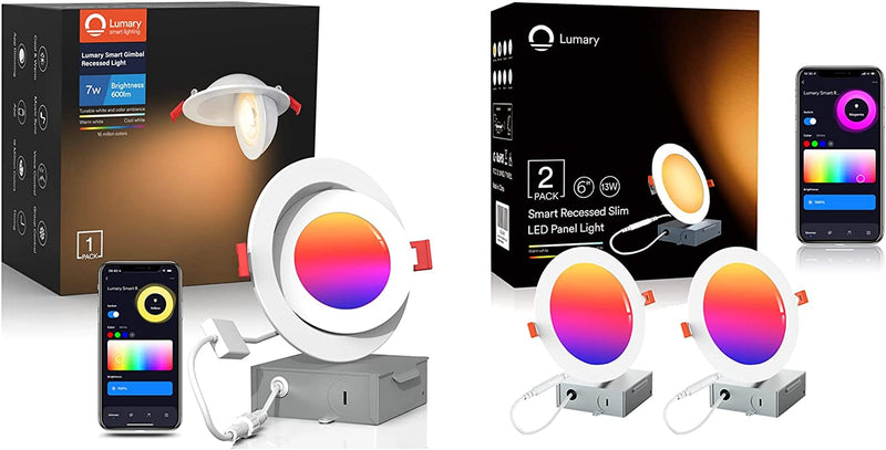 4 in Smart Gimbal Light + 6 in Slim Recessed Light 2 Pack Home & Garden > Lighting > Flood & Spot Lights Lumary   