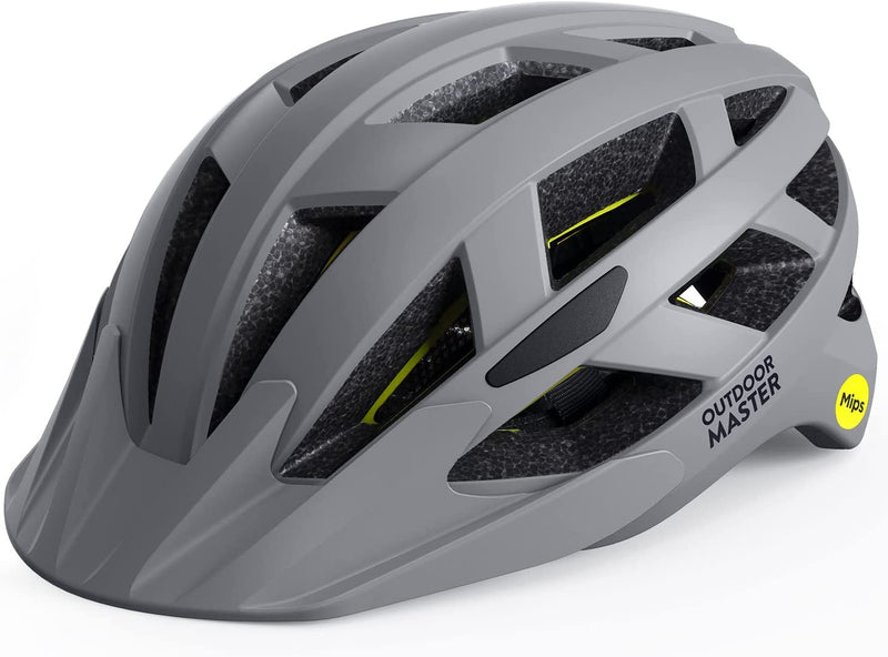 Outdoormaster Gem Recreational MIPS Cycling Helmet - Two Removable Liners & Ventilation in Multi-Environment - Bike Helmet in Mountain, Motorway for Youth & Adult Sporting Goods > Outdoor Recreation > Cycling > Cycling Apparel & Accessories > Bicycle Helmets OutdoorMaster Pavement Gray Medium 
