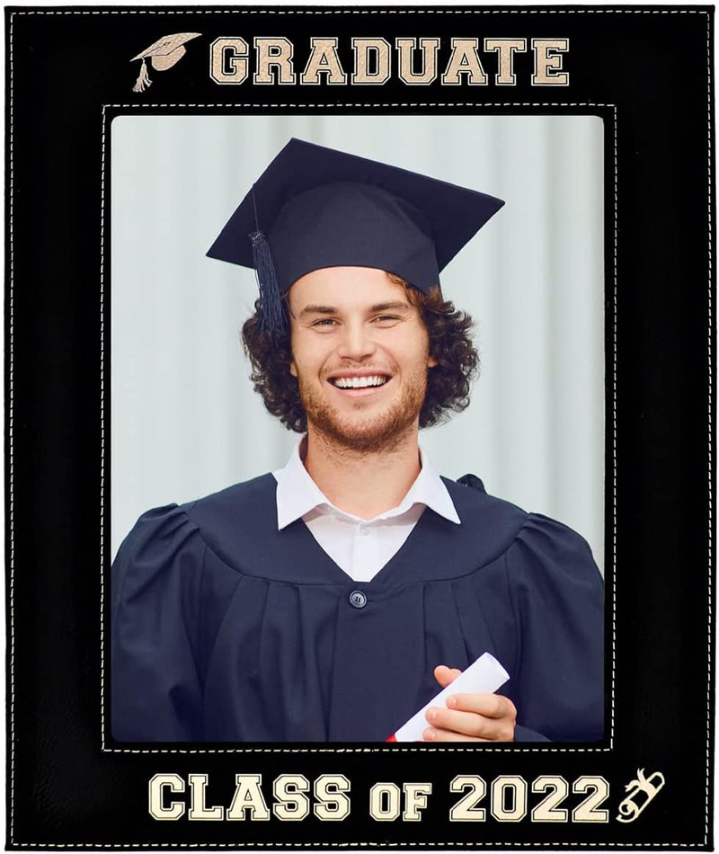 GIFT for GRADUATE - CLASS of 2022 PICTURE FRAME – an Elegant Black Leatherette Frame Engraves in a Beautiful Gold - Special Display for Graduation Portrait Glass Photo Frame Engraved Gold ((8X10-2022)) Home & Garden > Decor > Picture Frames GK Grand Personal-Touch Premium Creations (8x10-2022)  