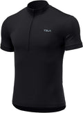 TSLA Men'S Short Sleeve Bike Cycling Jersey, Quick Dry Breathable Reflective Biking Shirts with 3 Rear Pockets Sporting Goods > Outdoor Recreation > Cycling > Cycling Apparel & Accessories TSLA Cycle Short Sleeve Black X-Small 