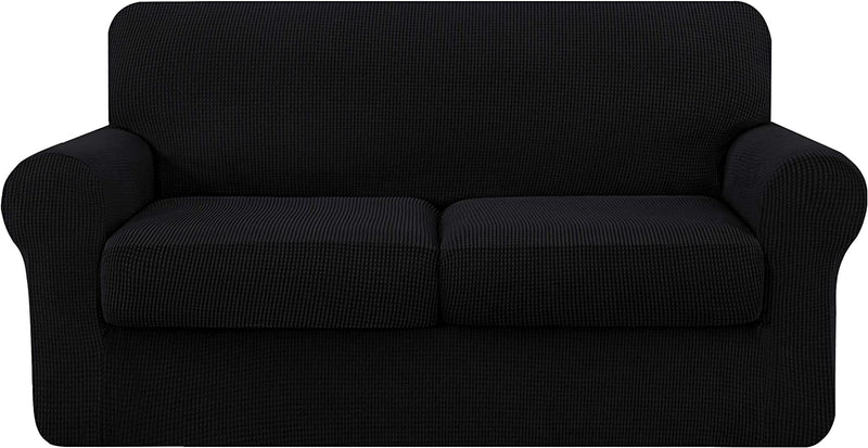 Symax Couch Cover Sofa Slipcover Chair Slipcover 2 Piece Sofa Covers Couch Slipcover Stretch Furniture Protector Washable (Chair, Ivory) Home & Garden > Decor > Chair & Sofa Cushions SyMax Black Medium 