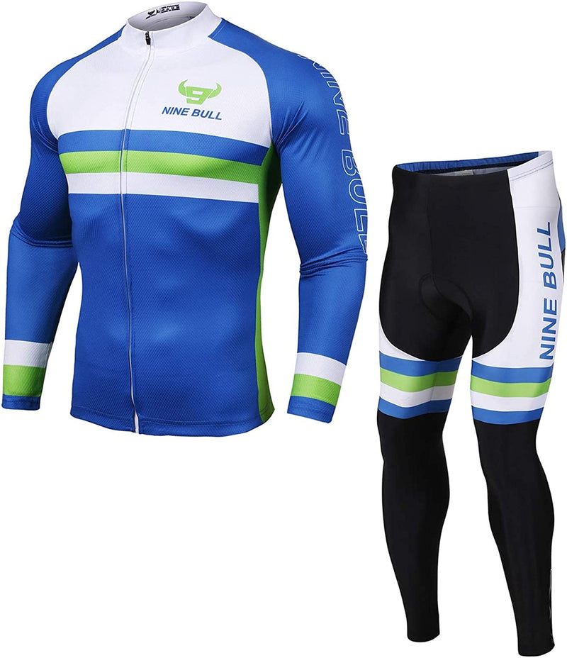 Men'S Cycling Jersey Set - Reflective Quick-Dry Biking Shirt and 3D Padded Cycling Bike Shorts Sporting Goods > Outdoor Recreation > Cycling > Cycling Apparel & Accessories nine bull Cx-blue XX-Large 