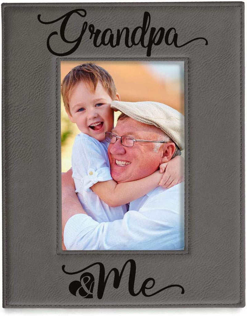 KATE POSH - Grandma & Me Engraved Leather Picture Frame, First Grandchild Gifts, Best Grandma Ever, Grandparents Gifts (4X6-Vertical) Home & Garden > Decor > Picture Frames KATE POSH 5x7-Vertical (Grandpa & Me)  