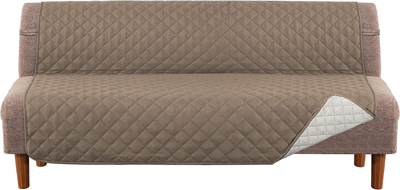 Meillemaison Sofa Slipcovers Reversible Quilted Chair Cover Water Resistant Furniture Protector with Elastic Straps for Pets/ Kids/ Dog(Chair, Black/Grey) (MMCLKSFD01C6) Home & Garden > Decor > Chair & Sofa Cushions MeilleMaison Taupe/Beige Futon 