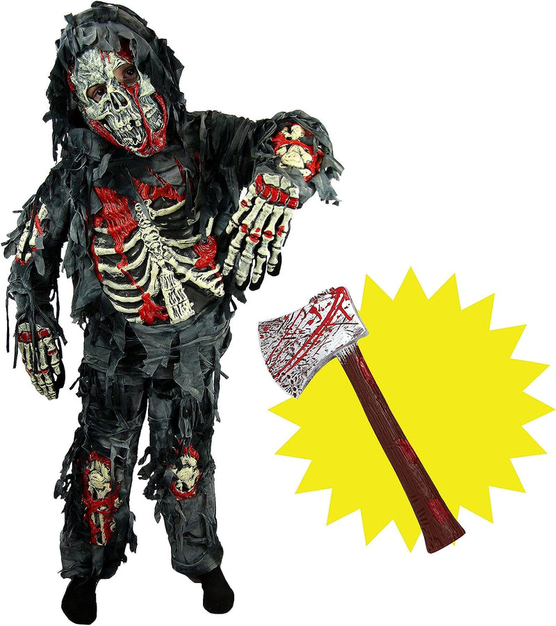 Spooktacular Creations Zombie Deluxe Costume, Scary Halloween Zombie Costume for Boys, Monsters Costume with Toy Axe  Spooktacular Creations   