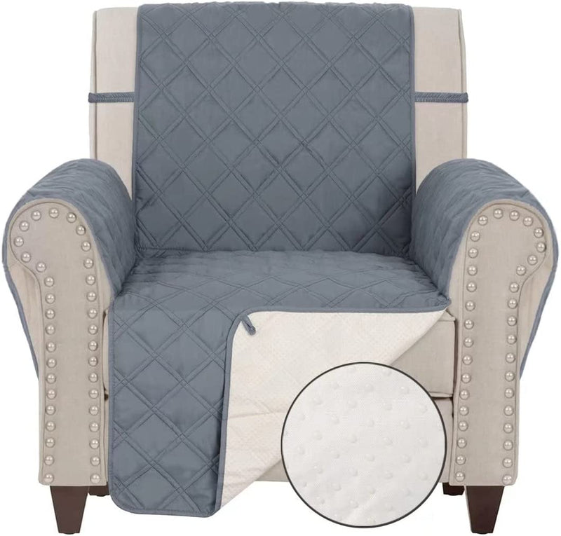 TOMORO Non Slip Chair Sofa Slipcover - 100% Waterproof Quilted Sofa Cover Furniture Protector with 5 Storage Pockets, Couch Cover for Kids, Dogs, Pets, Fits Seat Width up to 23 Inch Home & Garden > Decor > Chair & Sofa Cushions TOMORO Grey 23“-Chair 
