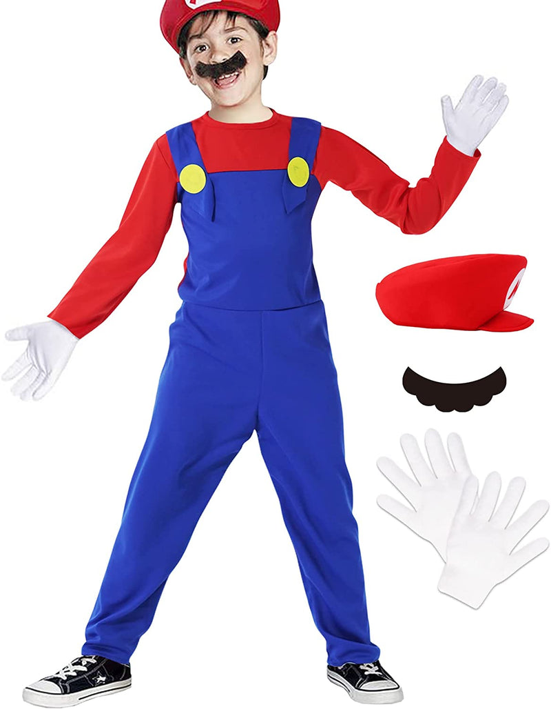 Oskiner Plumber Costume for Kids-Halloween Kids Cosplay Jumpsuit with Accessory  Oskiner   