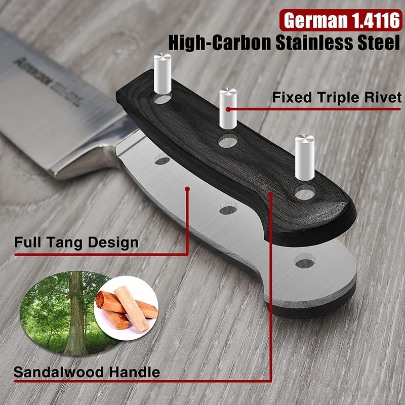 Knife Set, 15 Pcs Kitchen Knife Set with Block, Astercook German Stainless Steel with Scissors, Knife Sharpener and 6 Serrated Steak Knives Home & Garden > Kitchen & Dining > Kitchen Tools & Utensils > Kitchen Knives Astercook   