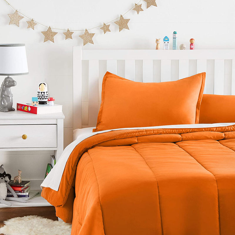 Kid'S Comforter Set - Soft, Easy-Wash Microfiber - Twin, White Anchors Home & Garden > Linens & Bedding > Bedding > Quilts & Comforters KOL DEALS Bright Orange Full/Queen 