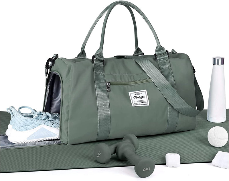 Gym Bag Womens Mens with Shoes Compartment and Wet Pocket,Travel Duffel Bag for Women for Plane,Sport Gym Tote Bags Swimming Yoga,Waterproof Weekend Overnight Bag Carry on Bag Hospital Holdalls Home & Garden > Household Supplies > Storage & Organization WISEPACK A21-Dark Green (Large ) Large 