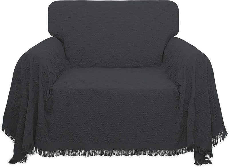 Easy-Going Geometrical Jacquard Sofa Cover, Couch Covers for Armchair Couch, L Shape Sectional Couch Covers for Dogs, Washable Luxury Bed Blanket, Furniture Protector for Pets,Kids(71X 102 Inch,Navy) Home & Garden > Decor > Chair & Sofa Cushions Easy-Going Dark Gray Small 