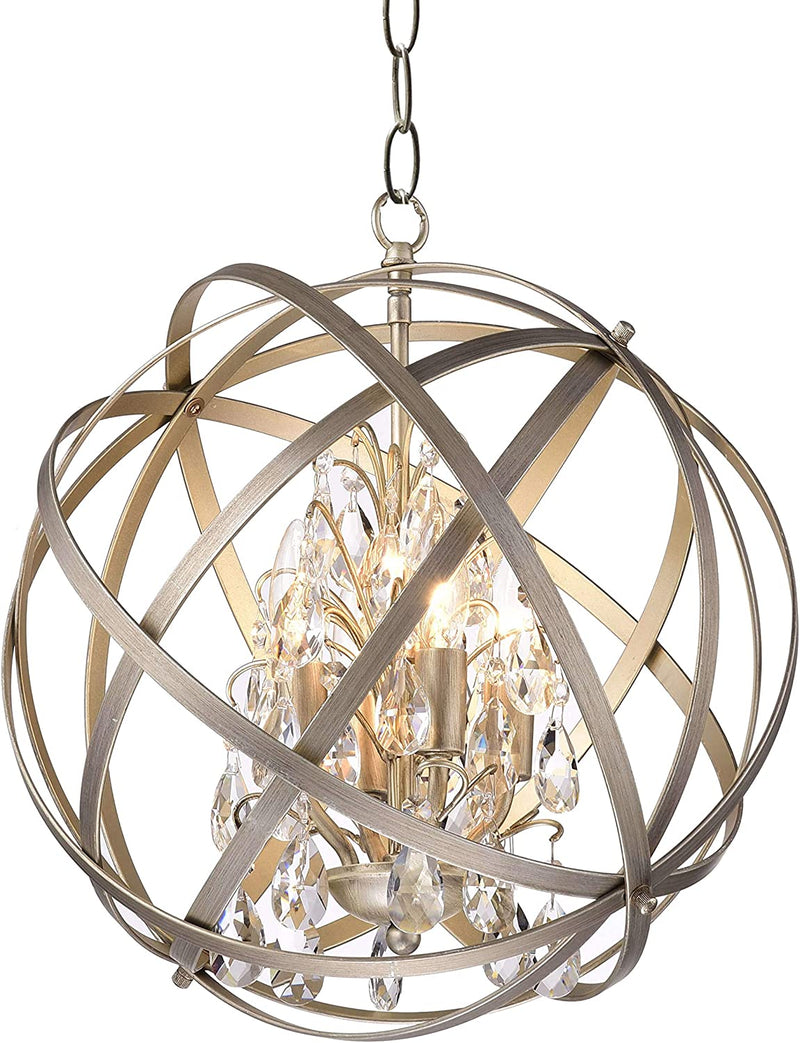 Jojospring Benita Antique-Copper Metal/Crystal Globe 4-Light Chandelier Home & Garden > Lighting > Lighting Fixtures > Chandeliers Jojospring   
