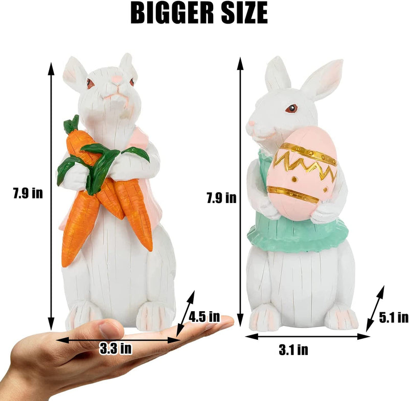 FUHAOSHE Easter Bunny 2 PCS Spring Decor Big White Rabbit Figurines Bunny Statue Easter Craft Gifts Decorations for Home (2 White Rabbits) Home & Garden > Decor > Seasonal & Holiday Decorations FUHAOSHE   