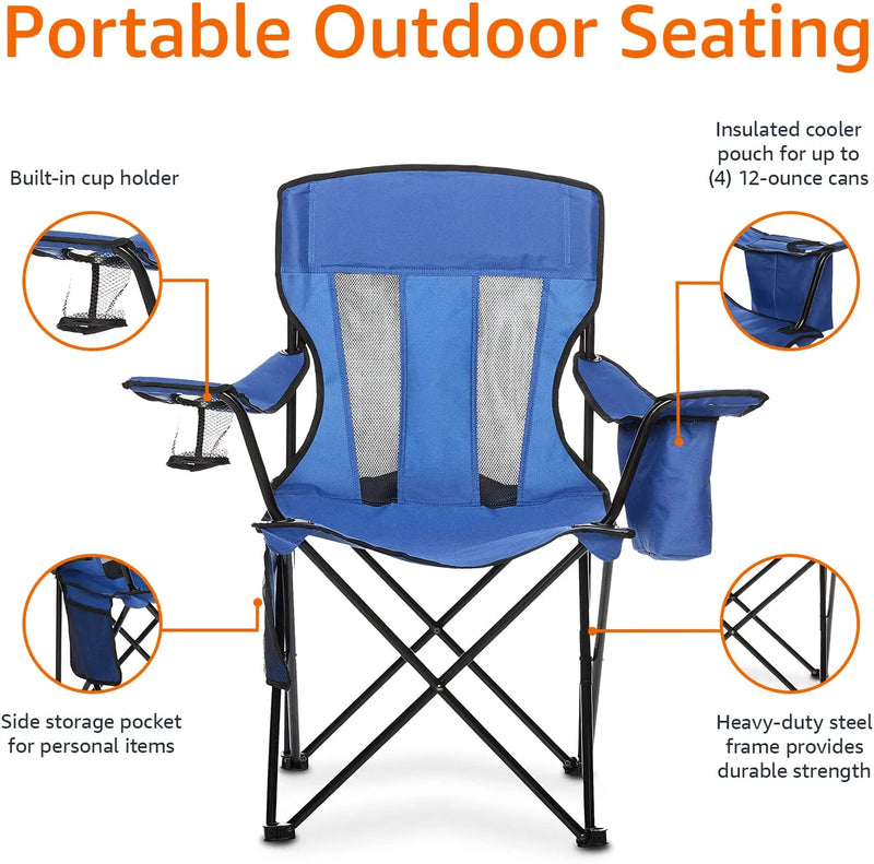 Folding Mesh-Back Outdoor Camping Chair with Carrying Bag - 34 X 20 X 36 Inches, Blue Home & Garden > Lighting > Lighting Fixtures > Chandeliers KOL DEALS   