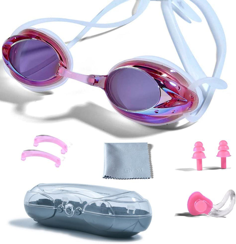 Swimming Goggles, PHELRENA Professional Swim Goggles anti Fog UV Protection No Leaking for Adult Men Women Kids Sporting Goods > Outdoor Recreation > Boating & Water Sports > Swimming > Swim Goggles & Masks MAI SI TE Pink  