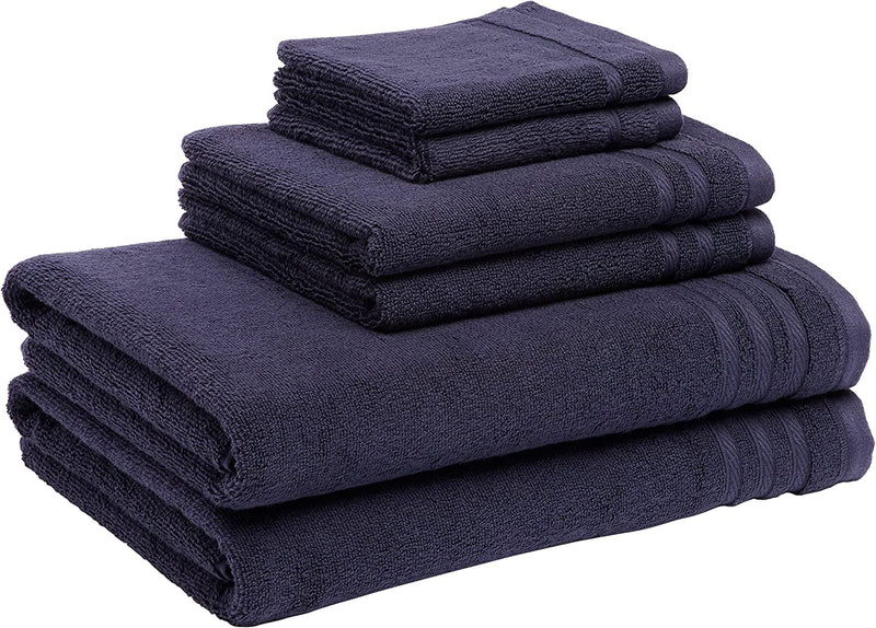 Cotton Bath Towels, Made with 30% Recycled Cotton Content - 2-Pack, White Home & Garden > Linens & Bedding > Towels KOL DEALS Midnight Blue 6-Piece Set 