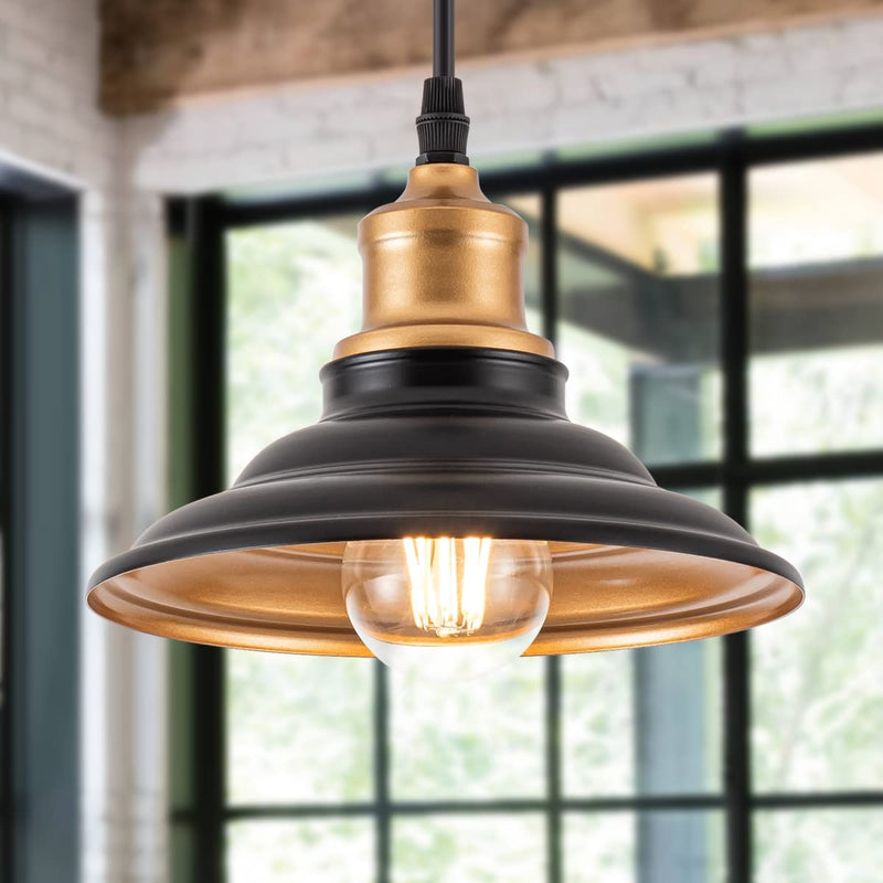 Black Gold Industrial Pendant Light Kitchen Island over Sink for Farmhouse Barn Dining Room Living Room Entryway, Hanging Lighting over Table Home & Garden > Lighting > Lighting Fixtures simigle 8 inches  