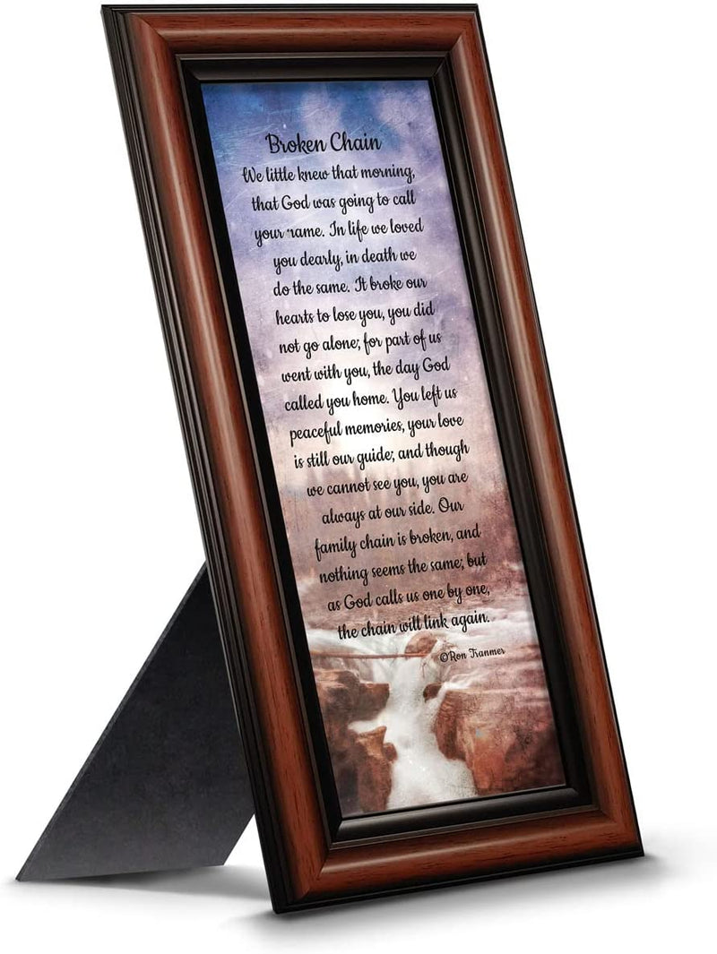 Sympathy Gift in Memory of Loved One, Memorial Picture Frames for Loss of Loved One, Memorial Grieving Gifts, Condolence Card, Bereavement Gifts for Loss of Mother, Father, Broken Chain Frame, 6382BW Home & Garden > Decor > Picture Frames Crossroads Home Décor Walnut 4x10 